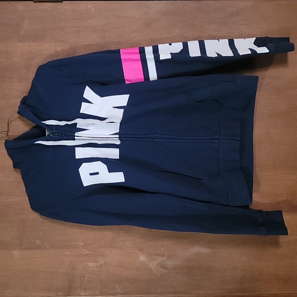 PINK Victoria's Secret Tops - Victoria's Secret - PINK - Blue Hooded Sweatshirt - M